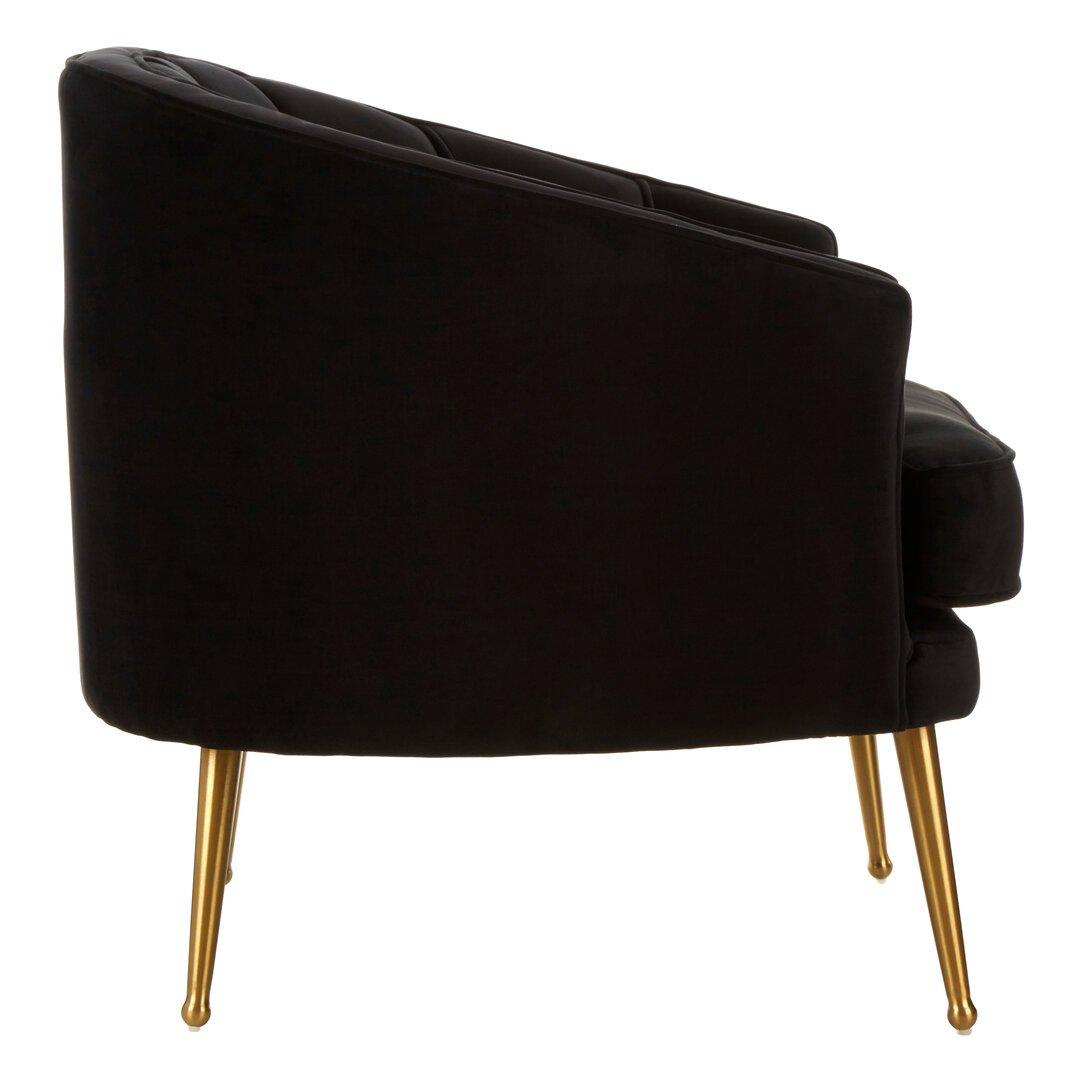 Black - Fifty Five South - Hendricks Black Velvet Chair with Gold Finished Le - 3