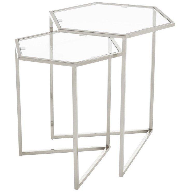 Silver - Fifty Five South - Herber Set Of 2 Silver Finish Tables - 1