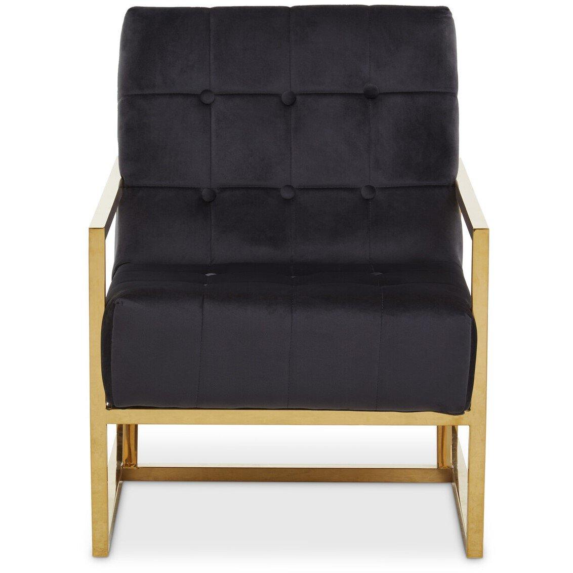 Black - Interiors by Premier - Hana Black Velvet Chair With Gold Frame - 2