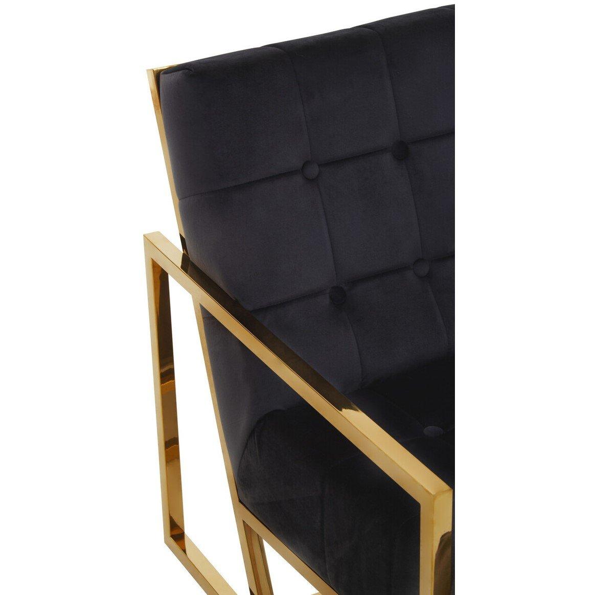 Black - Interiors by Premier - Hana Black Velvet Chair With Gold Frame - 5