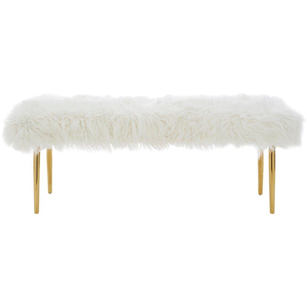 Fifty Five South  Clarence Natural Fur Effect Bench - White