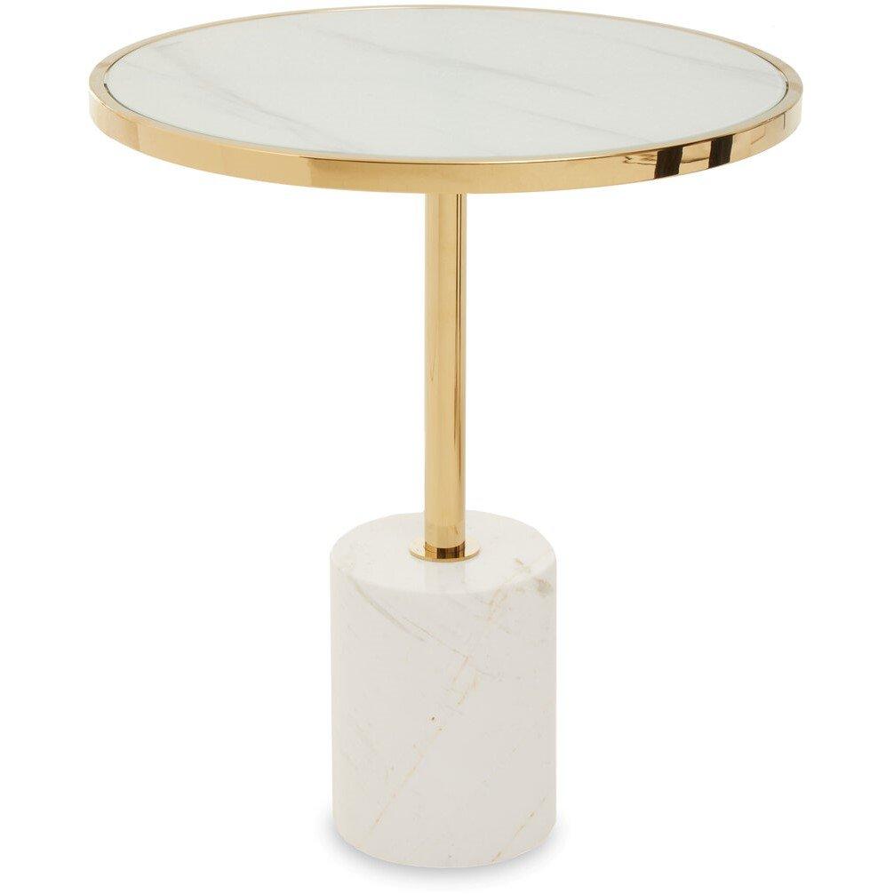 Fifty Five South  Oria White Marble End Table - Gold