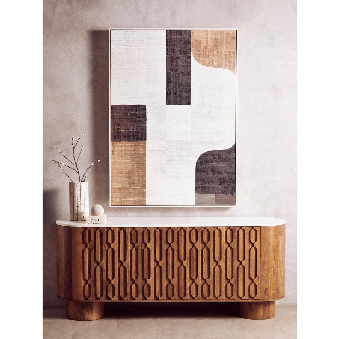 Fifty Five South  Astratto Neutral Abstract Textured Canvas Wall Art - 