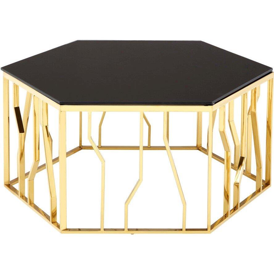 Gold - Interiors by Premier - Alvaro Gold and Black Hexagonal Coffee Table - 2