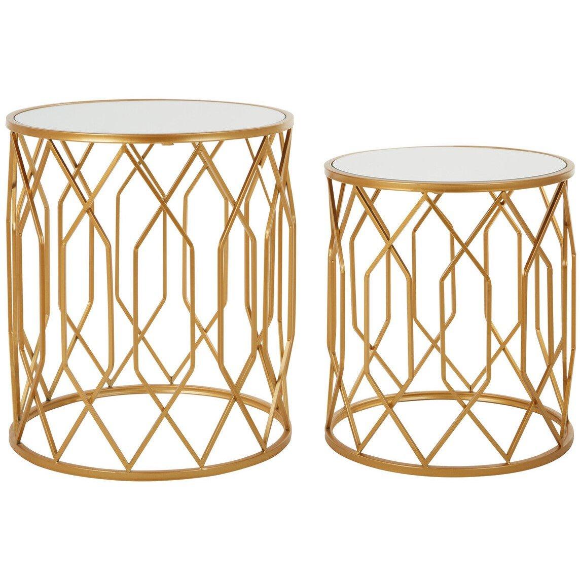 Gold - Interiors by Premier - Avantis Set Of 2 Gold Frame Round Side Tables - 1