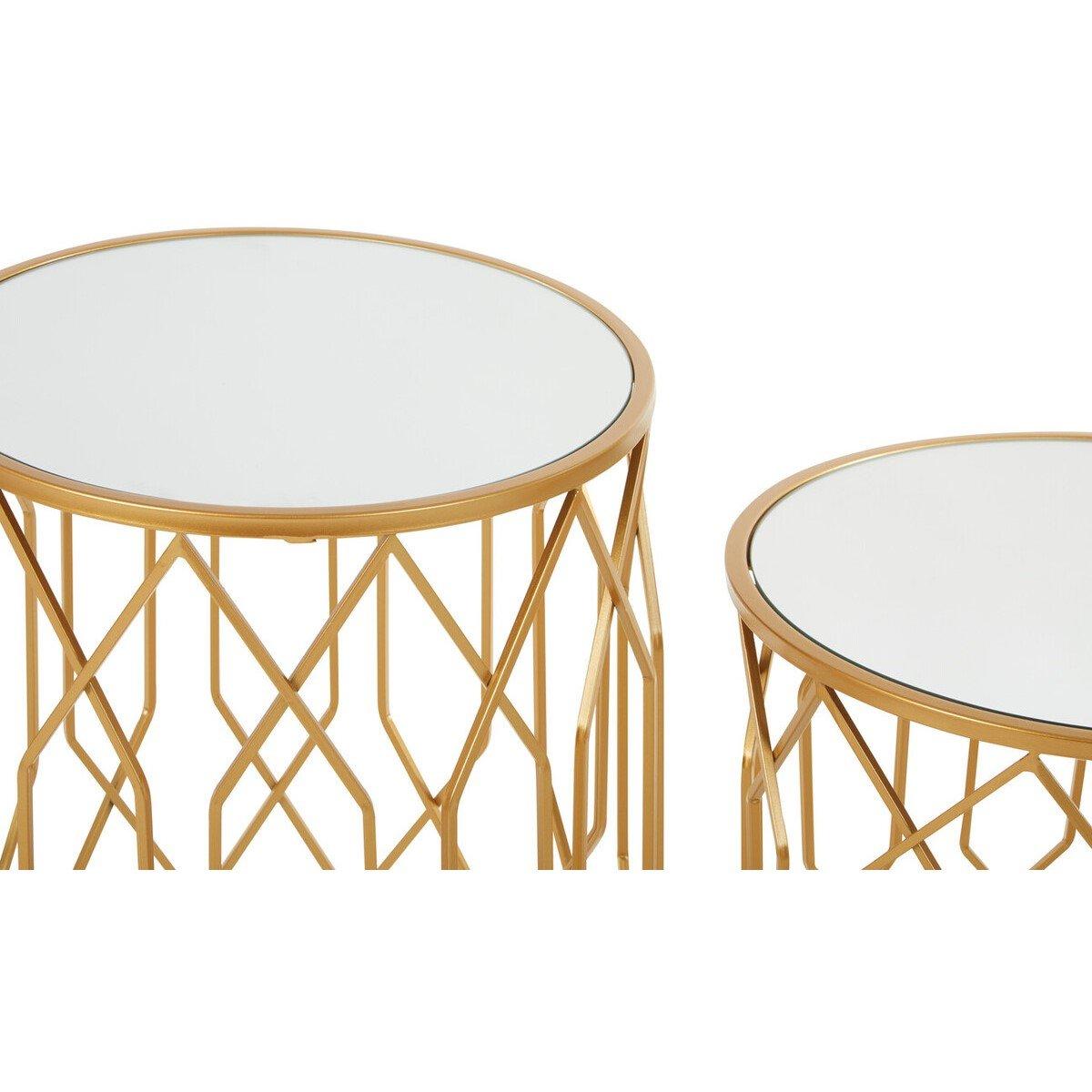 Gold - Interiors by Premier - Avantis Set Of 2 Gold Frame Round Side Tables - 2