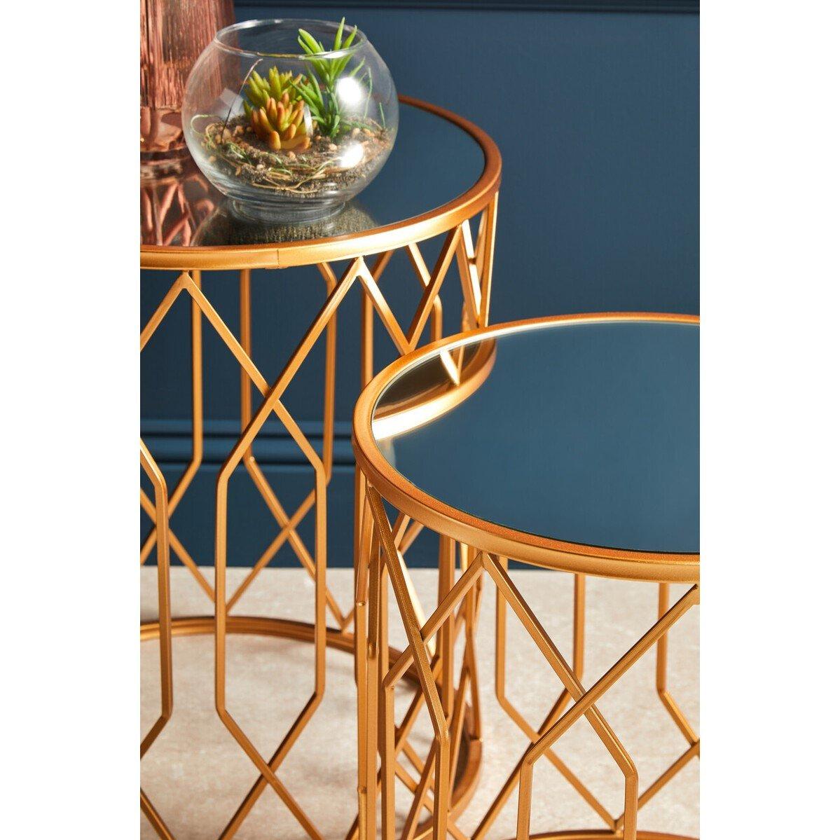 Gold - Interiors by Premier - Avantis Set Of 2 Gold Frame Round Side Tables - 4