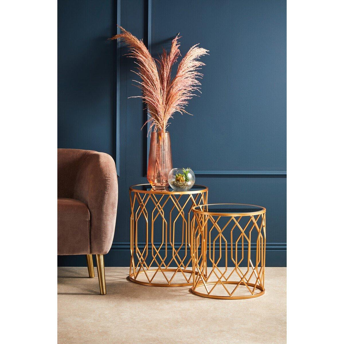 Gold - Interiors by Premier - Avantis Set Of 2 Gold Frame Round Side Tables - 5