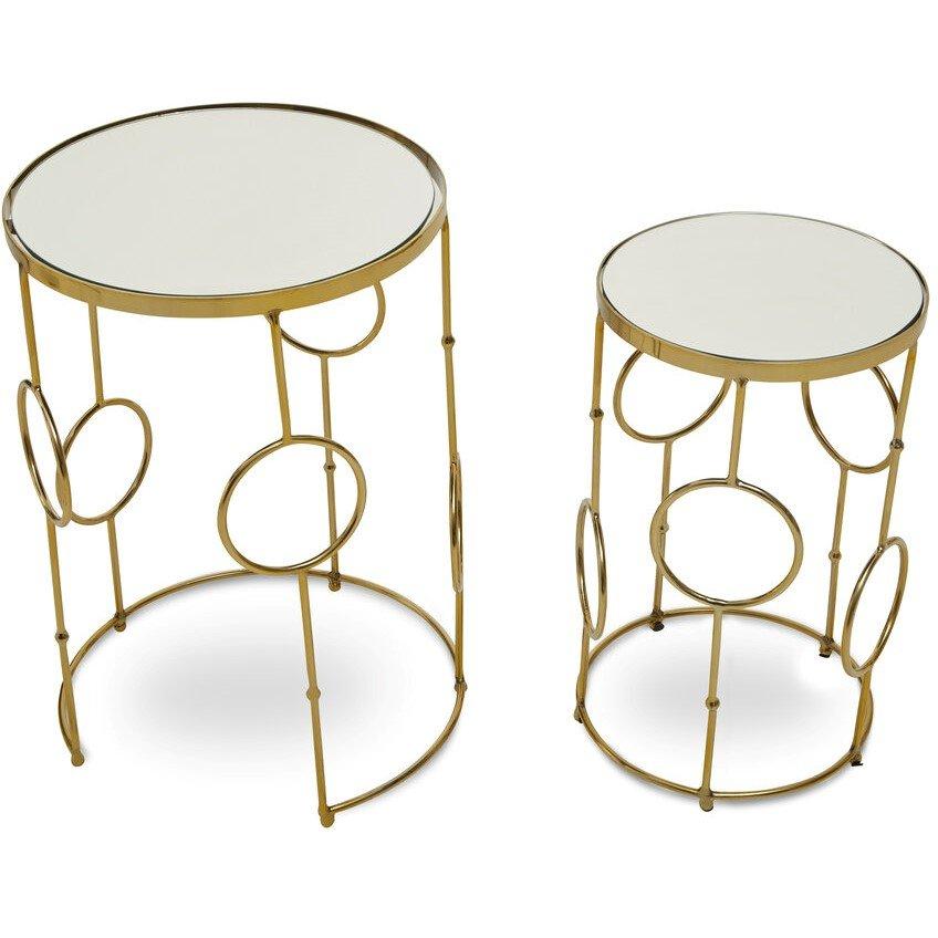 Gold - Interiors by Premier - Rabia Set Of 2 Circle Pattern Side Table - 2