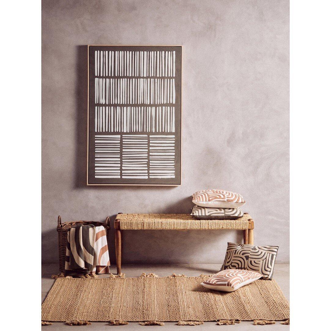 Multi - Fifty Five South - Astratto Green And Natural Textured Canvas Wall Ar - 1