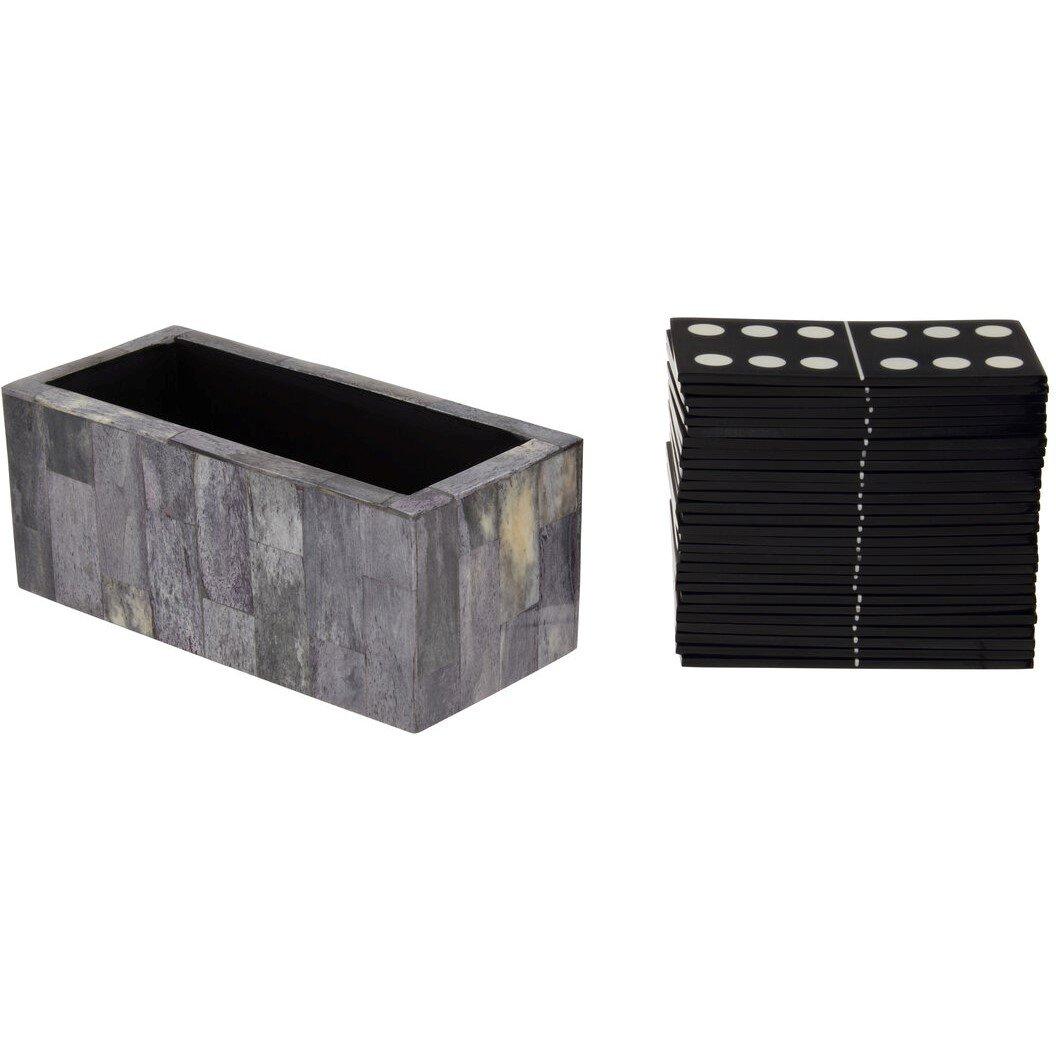 Black - Fifty Five South - Churchill Games Grey Bone Domino Set with Black Do - 1