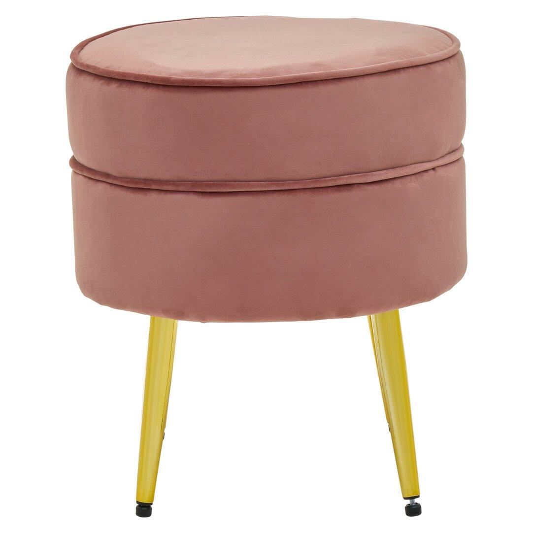 Pink - Interiors by Premier - Tamra Round Dusty Pink Velvet Gold Leg Footstool - 2