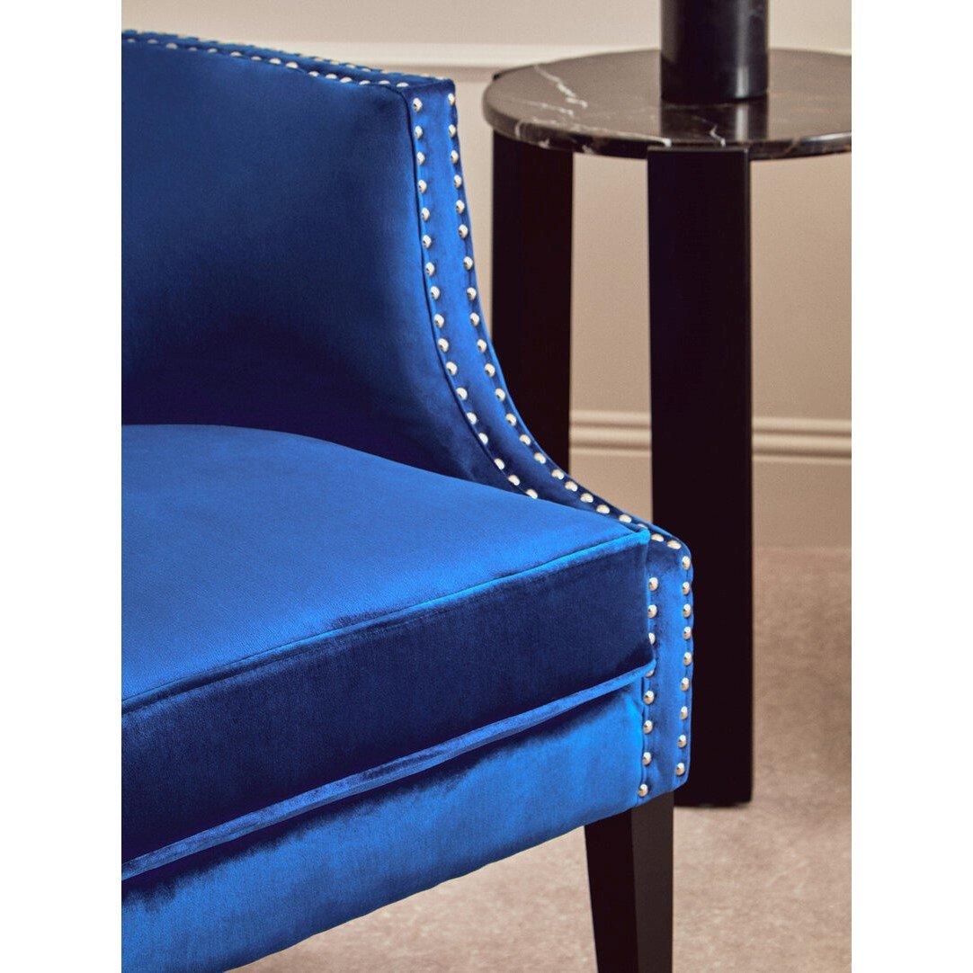Blue - Interiors by Premier - Larissa Blue Velvet Studded Chair - 3