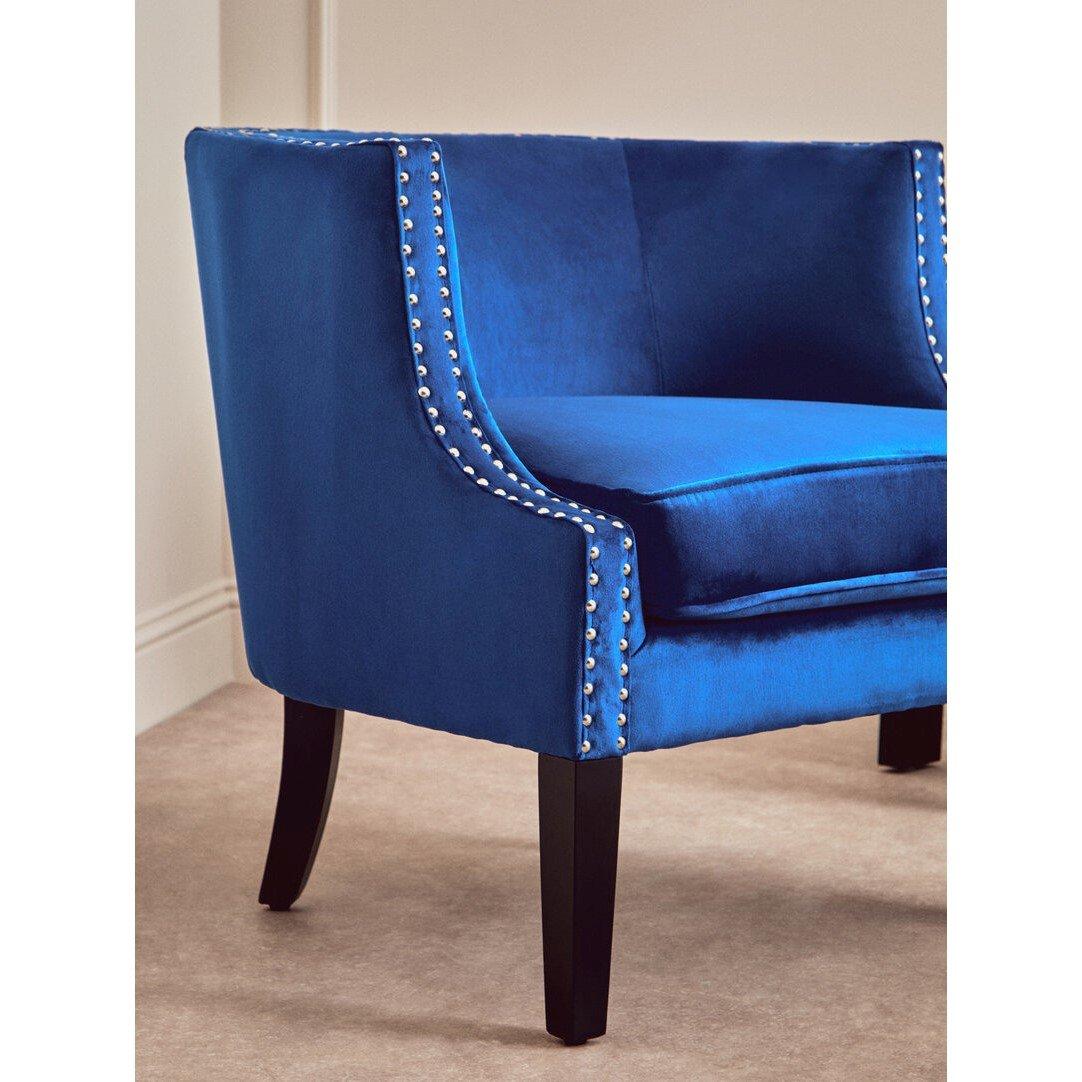Blue - Interiors by Premier - Larissa Blue Velvet Studded Chair - 4