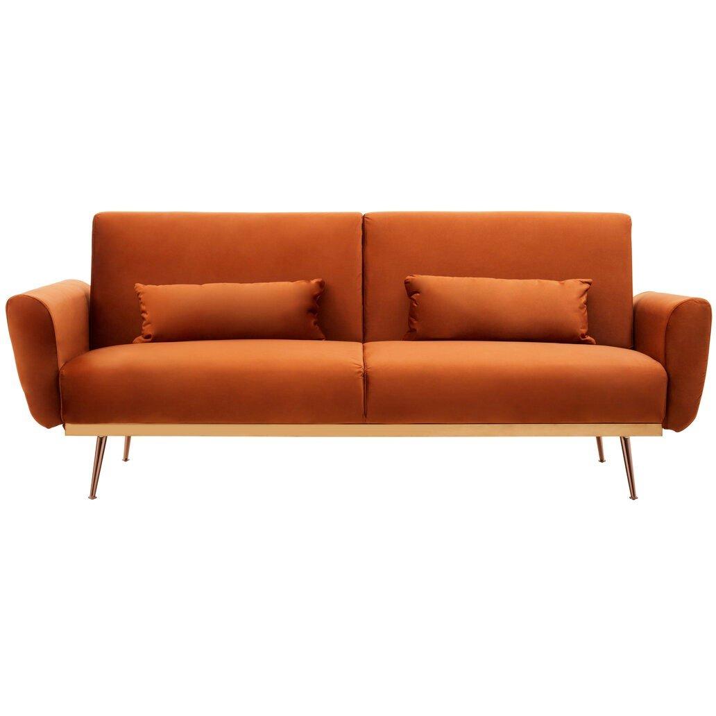 Orange - Interiors by Premier - Hatton Burnt Orange Velvet Sofa Bed - 1