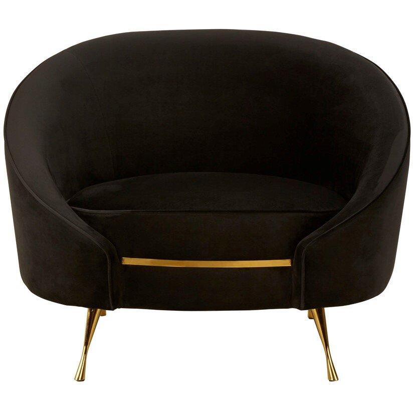 Black - Fifty Five South - Manhattan Black Velvet Armchair - 1