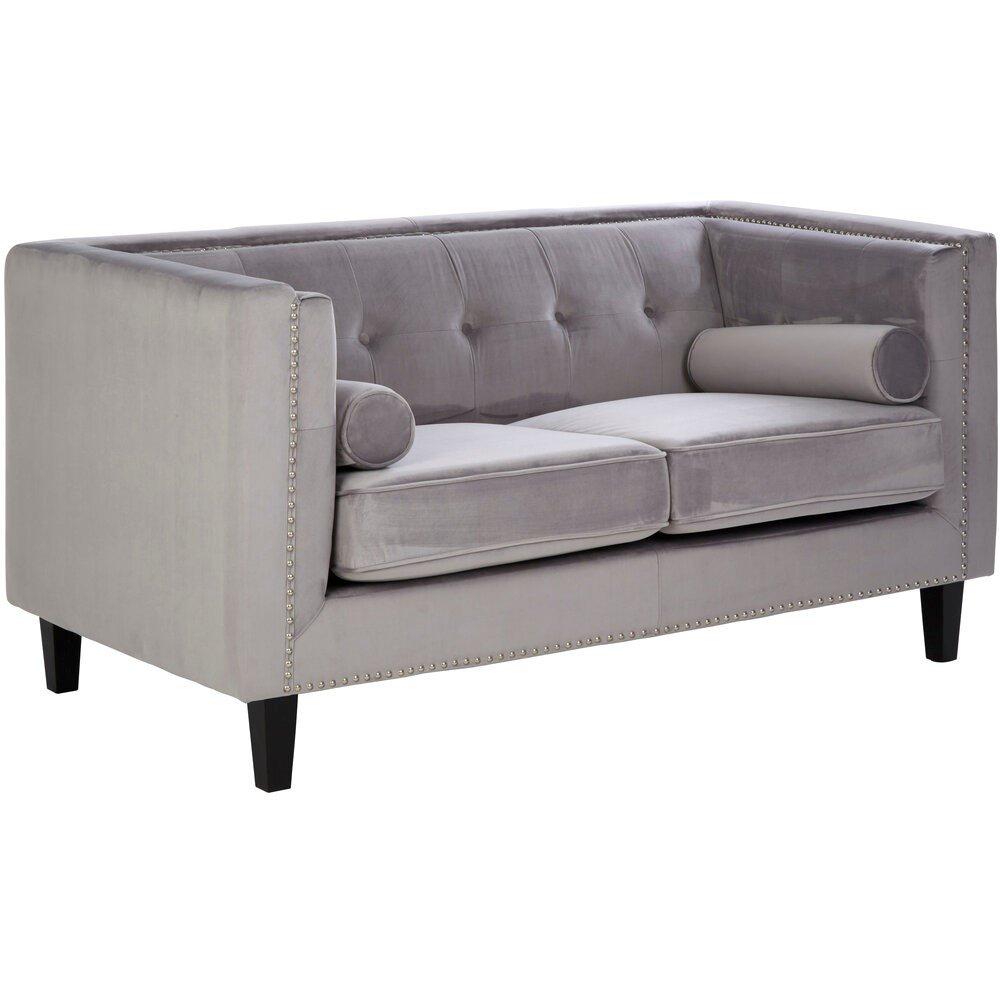 Grey - Interiors by Premier - Felisa Two Seater Grey Velvet Sofa - 2