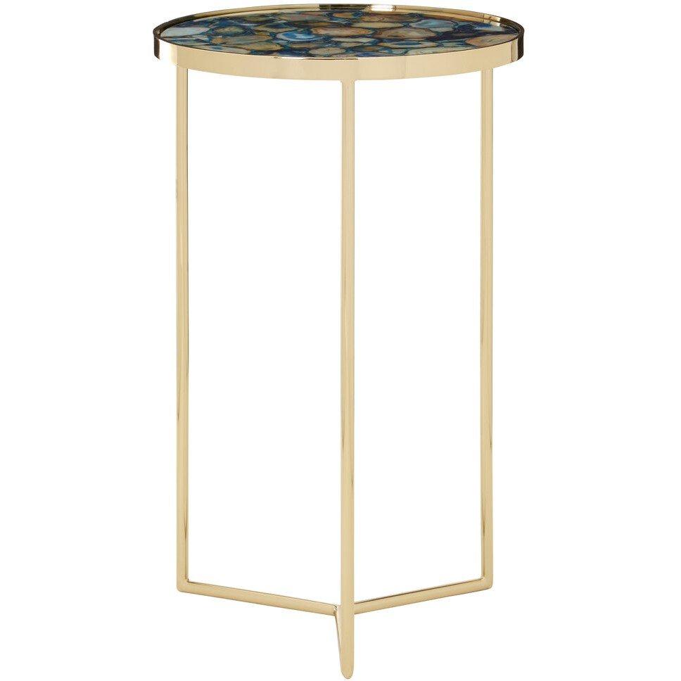 Fifty Five South  Vita Blue Agate Table - Gold