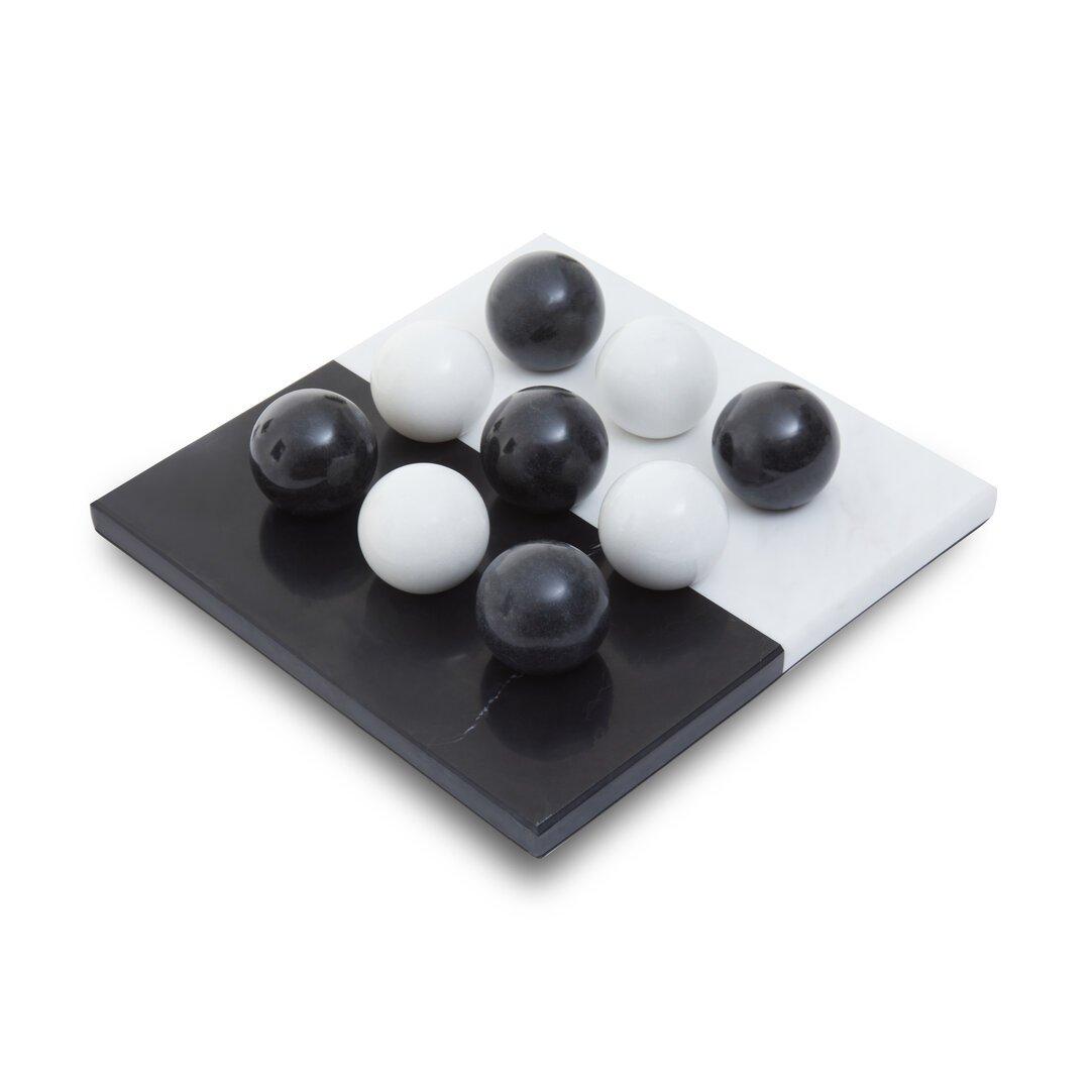 Fifty Five South  Flos Black And White Tic Tac Toe Marble Game - 