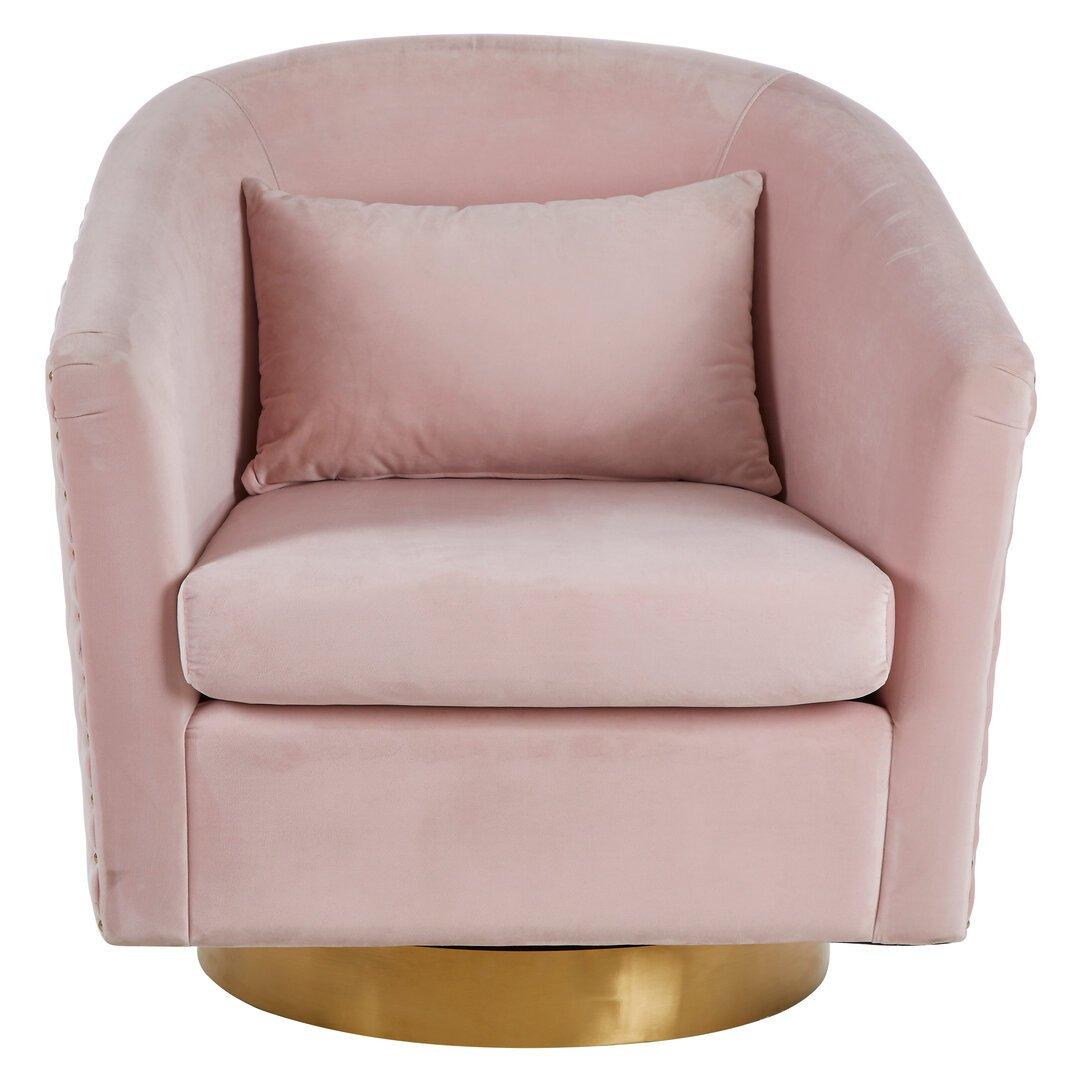 Pink - Fifty Five South - Plazoni Pink Velvet Chair with Gold Base - 1