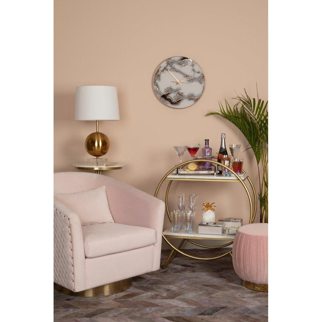 Pink - Fifty Five South - Plazoni Pink Velvet Chair with Gold Base - 2