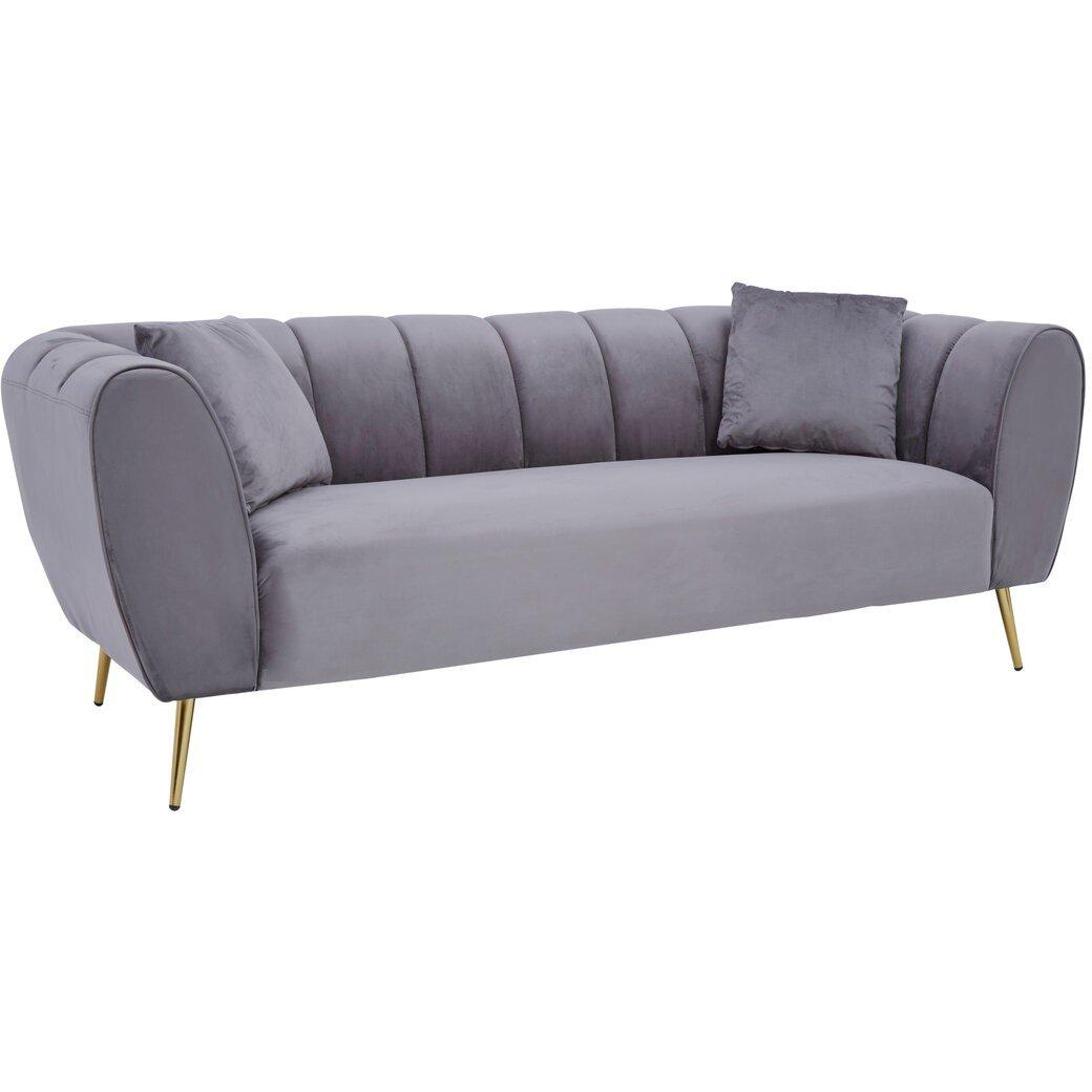 Grey - Interiors by Premier - Florine Three Seater Grey Velvet Sofa - 4