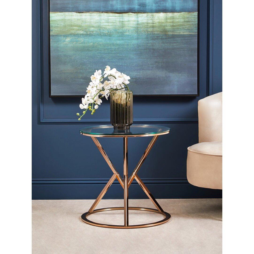 Interiors By Premier  Allure Corseted Round Rose End Table Gold