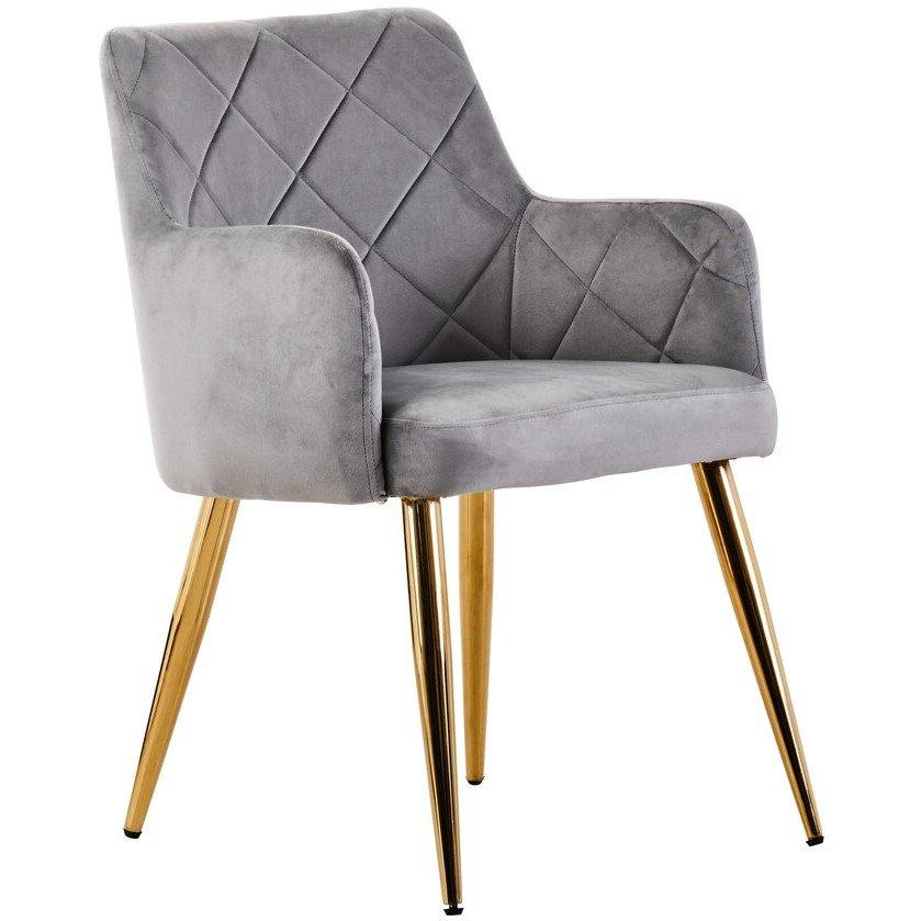 Interiors By Premier  Tamzin Mink Velvet Angular Dining Chair - Gold
