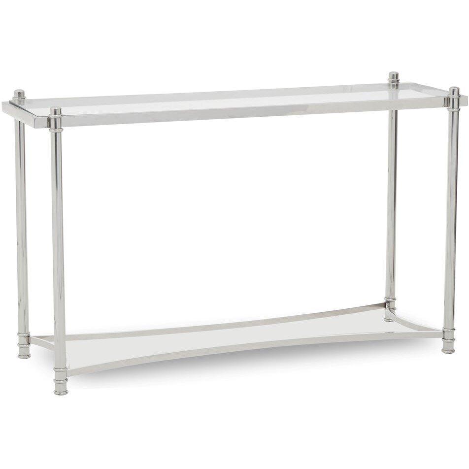 Silver - Interiors by Premier - Ackley Silver Console Table with Clear Glass - 3