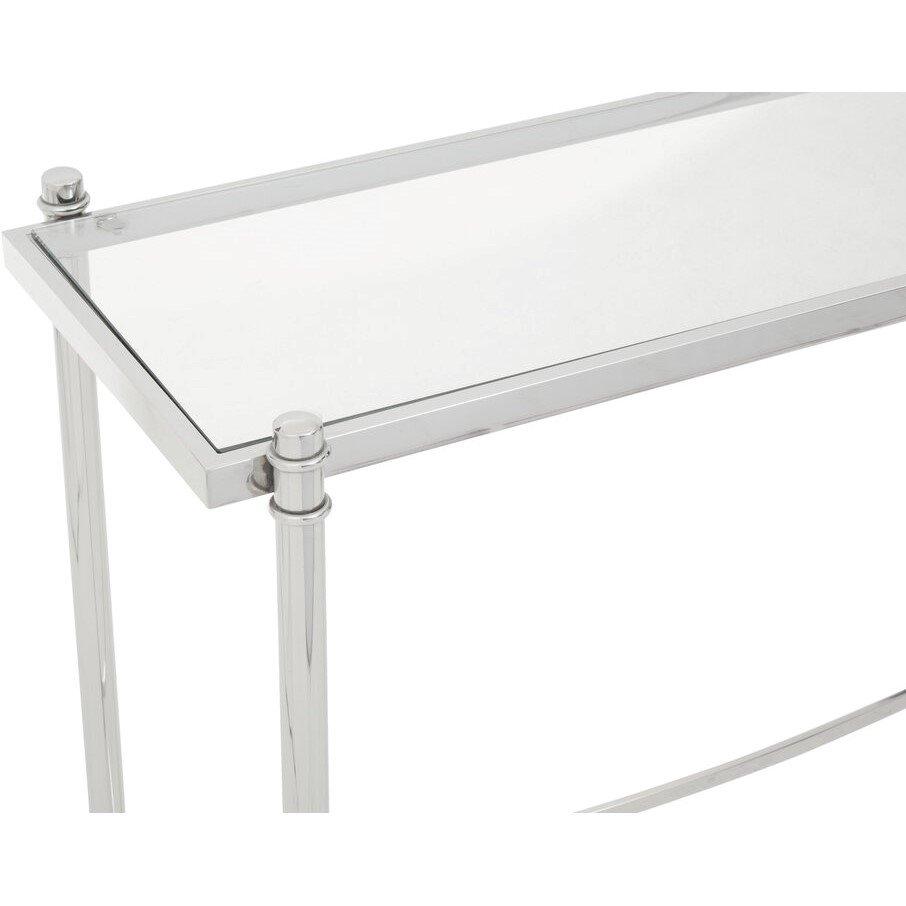 Silver - Interiors by Premier - Ackley Silver Console Table with Clear Glass - 5