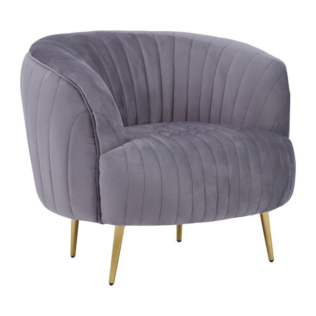 Grey - Fifty Five South - Florina Grey Velvet Chair With Gold Legs - 2