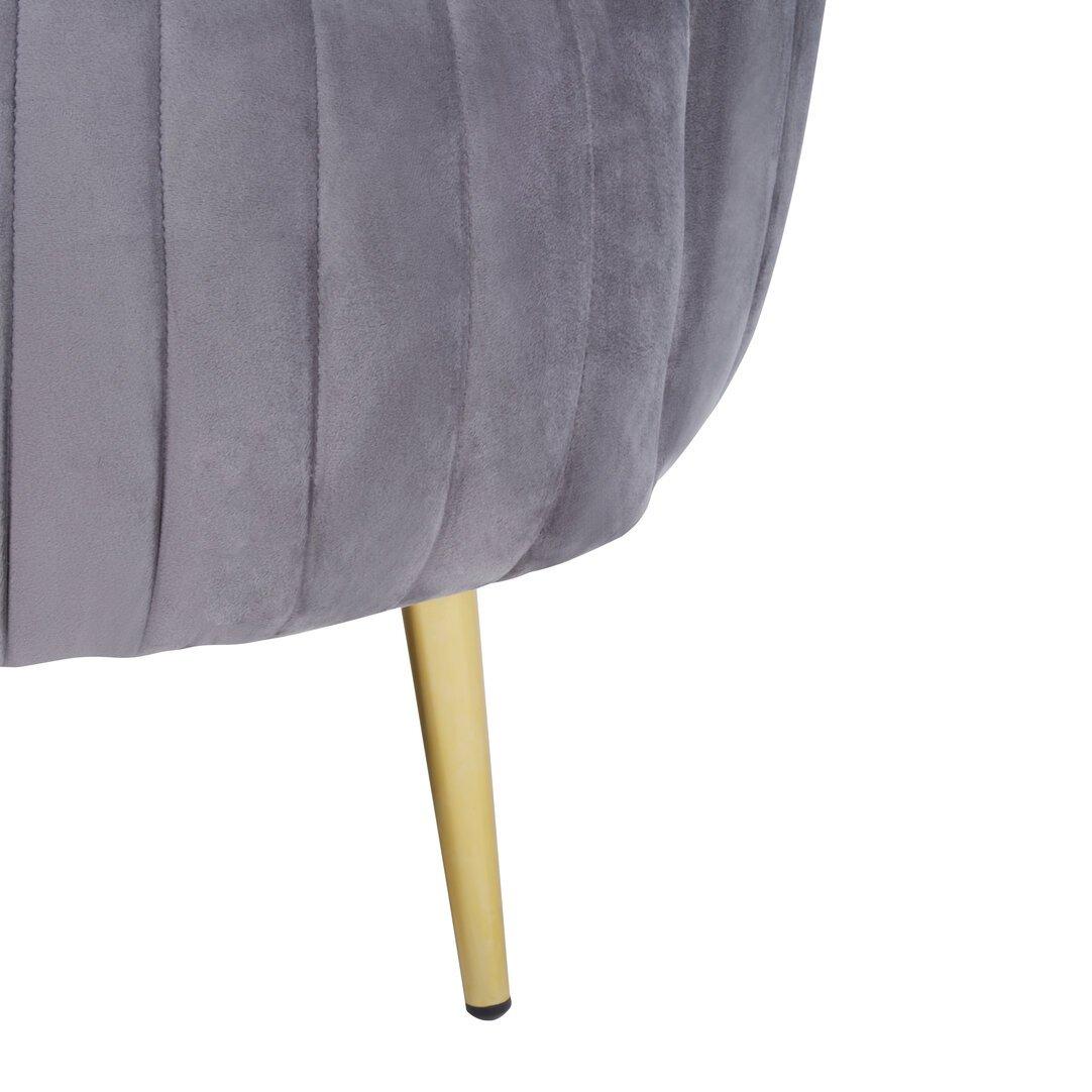 Grey - Fifty Five South - Florina Grey Velvet Chair With Gold Legs - 3