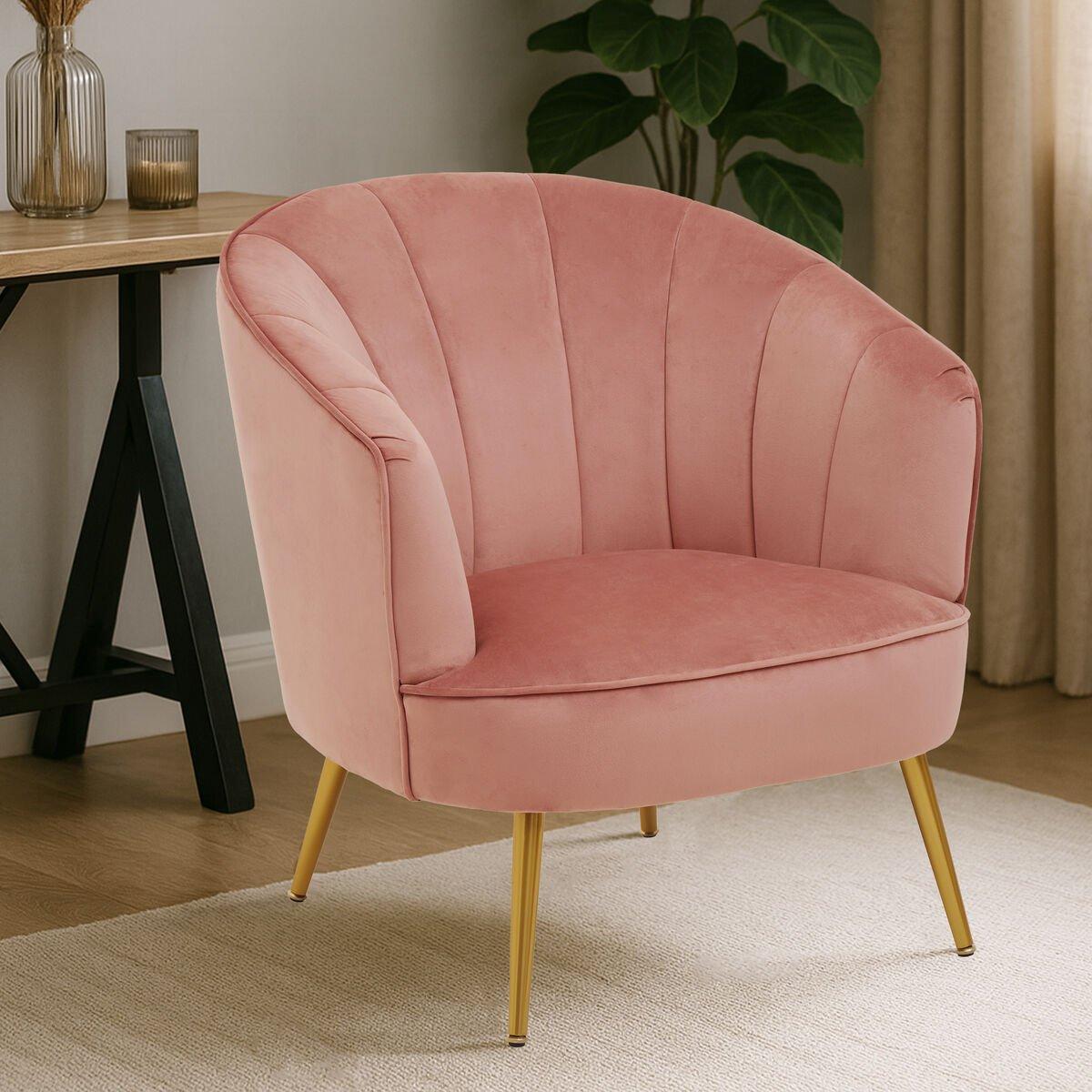 Pink - Interiors by Premier - Yolanda Pink Velvet Chair - 1