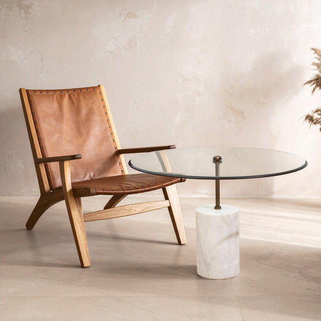 Fifty Five South  Rany Glass And Marble Side Table White
