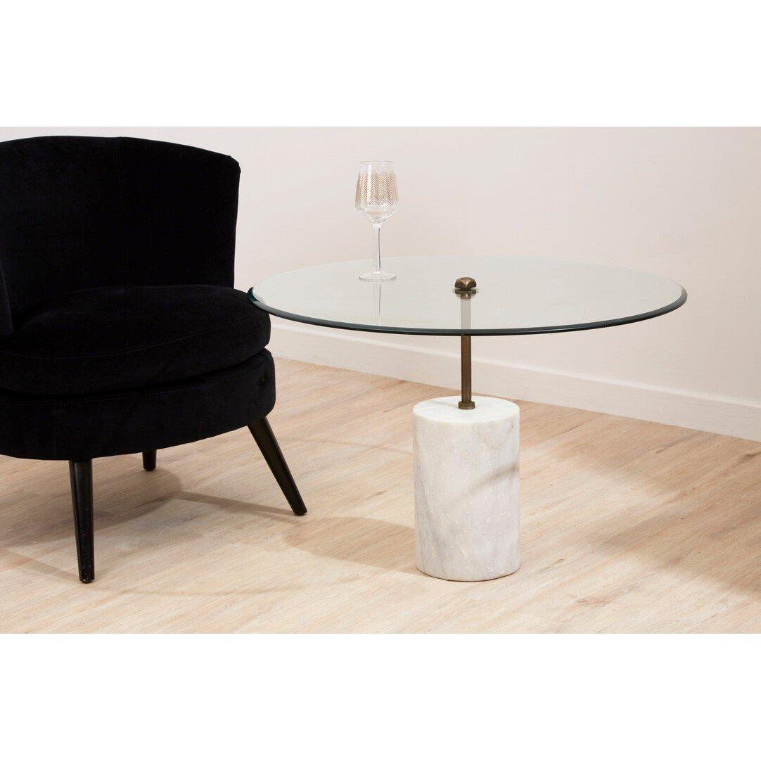 White - Fifty Five South - Rany Glass And White Marble Side Table - 2