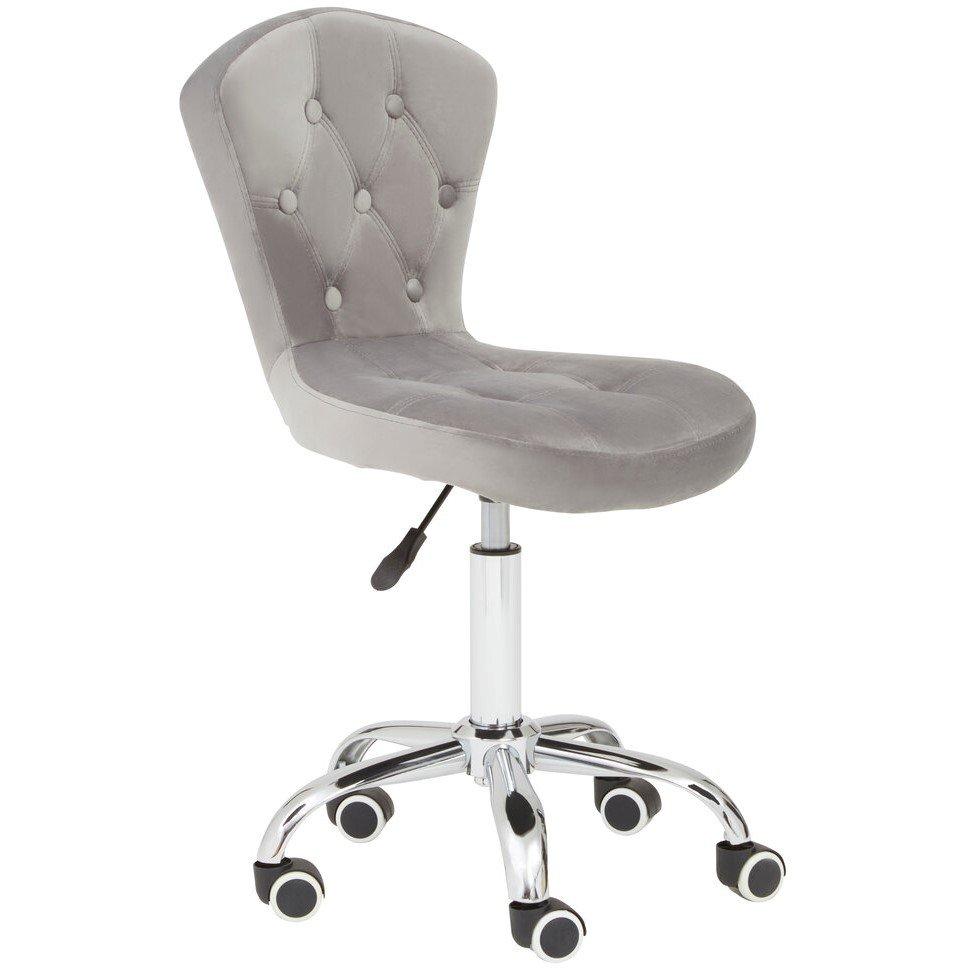 Grey - Interiors by Premier - Fayth Grey Velvet Buttoned Home Office Chair
