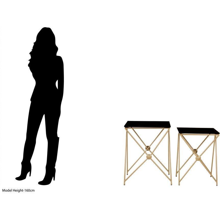 Black - Interiors by Premier - Monroe Gold Finish Side Tables - 3