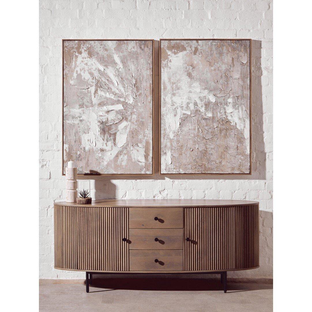 Multi - Fifty Five South - Astratto Set Of 2 Neutral Hued Textured Wall Art - 1