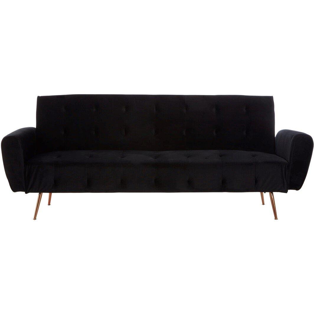 Black - Interiors by Premier - Hayton Black Velvet Sofa Bed - 1
