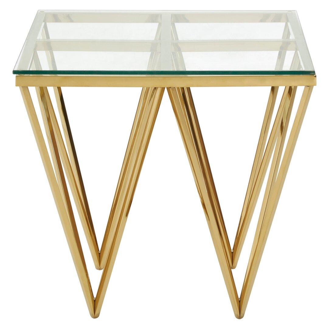Gold - Interiors by Premier - Allure Gold Finish Spike Legs End Table - 2