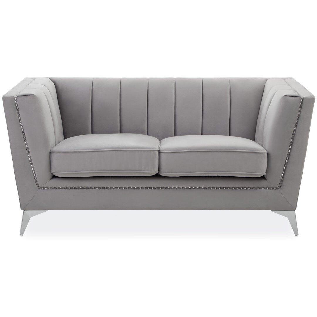 Interiors By Premier  Hansa Two Seat Velvet Sofa Grey