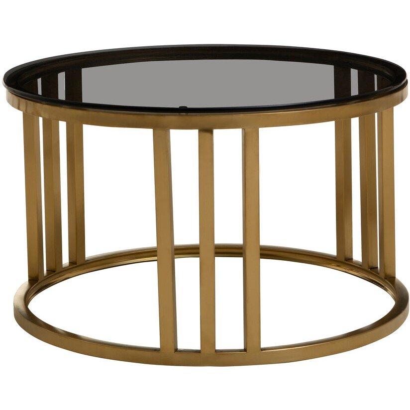 Gold - Fifty Five South - Alana Set of 2 Gold Base and Glass Top Round Nesti - 2