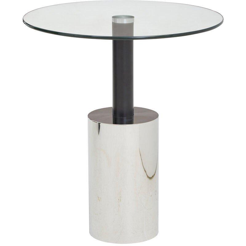 Silver - Fifty Five South - Oria End Table With Silver Base - 2