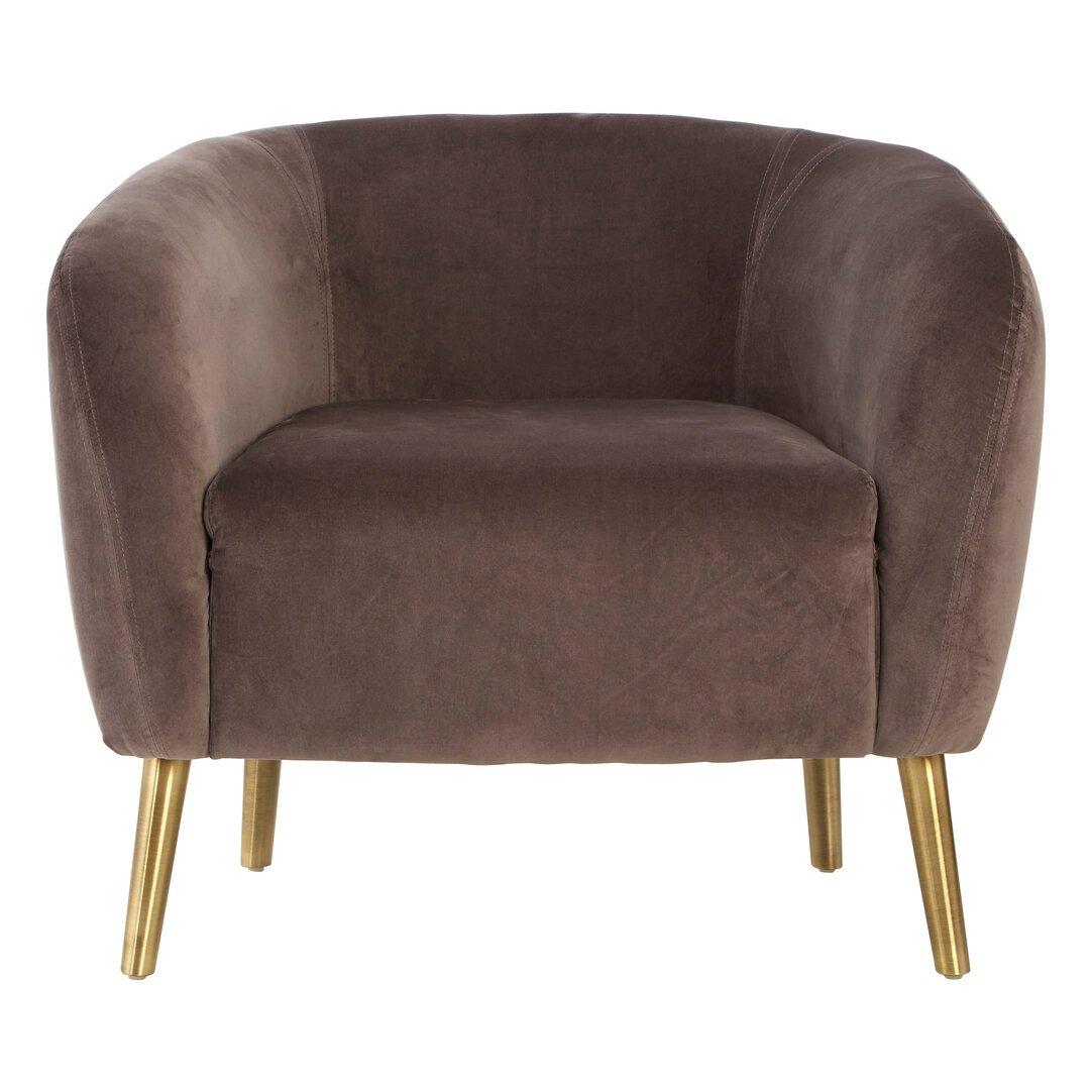 Interiors By Premier  Louxor Grey Velvet Round Armchair - Brown