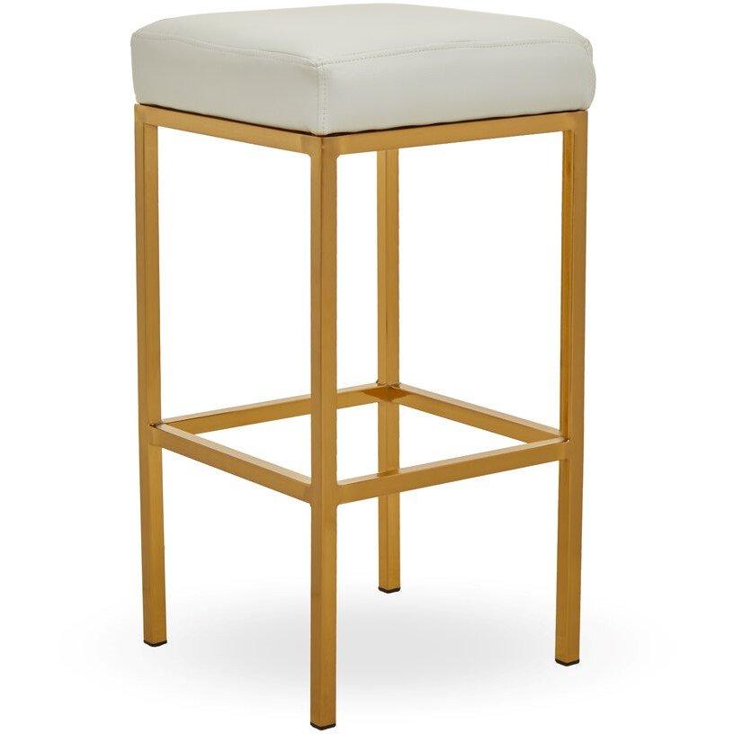 White - Interiors by Premier - Baina White And Gold Finish Bar Stool - 1