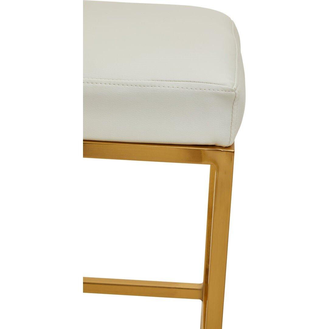 White - Interiors by Premier - Baina White And Gold Finish Bar Stool - 2