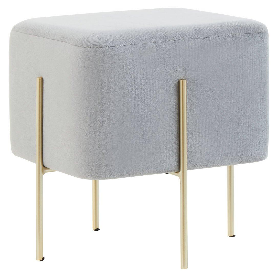 Grey - Interiors by Premier - Hayes Square Grey Velvet Stool - 1