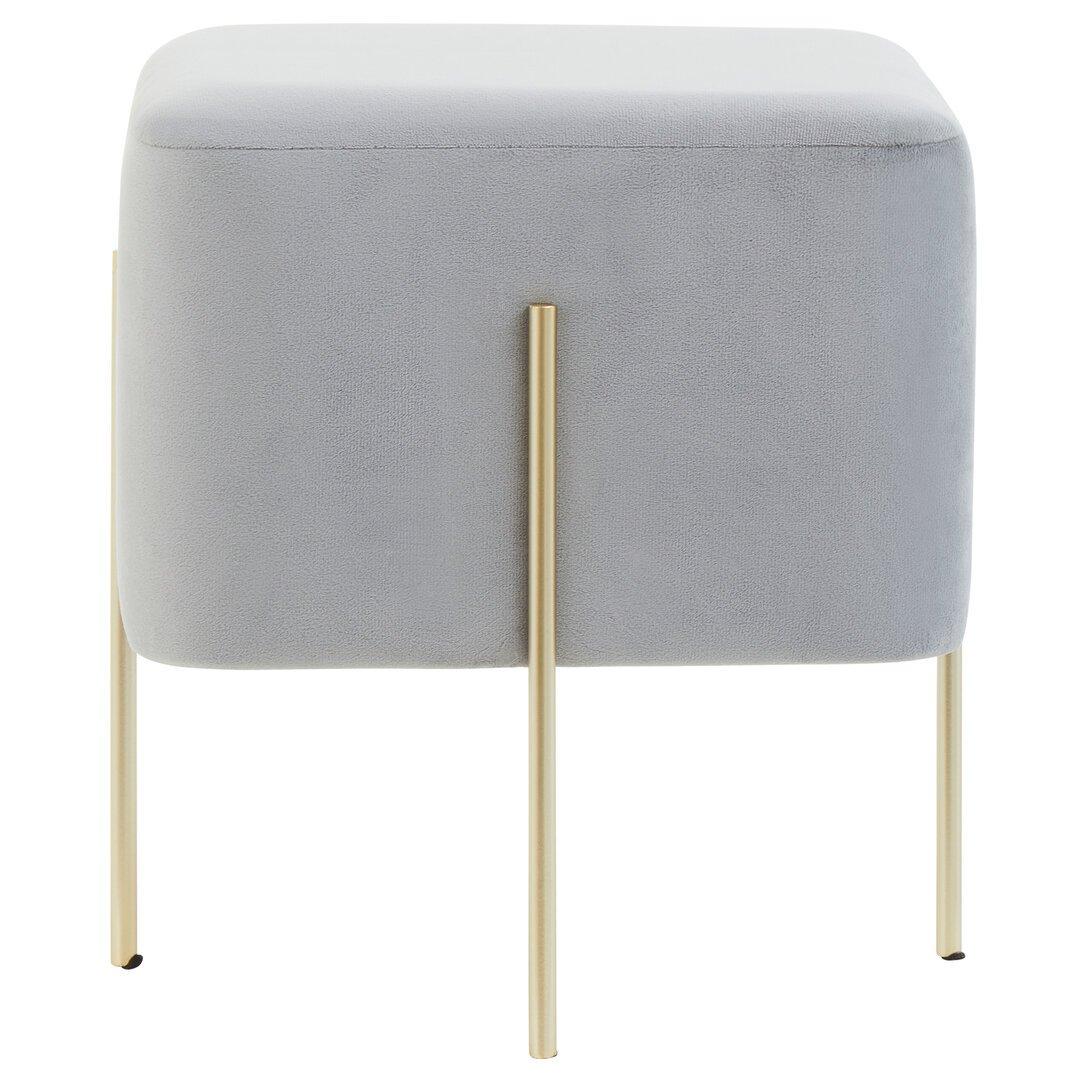 Grey - Interiors by Premier - Hayes Square Grey Velvet Stool - 2