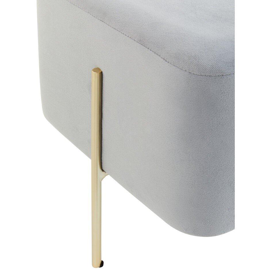 Grey - Interiors by Premier - Hayes Square Grey Velvet Stool - 4
