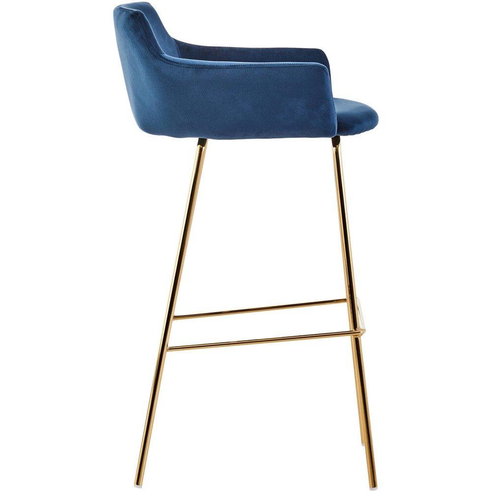 Blue - Interiors by Premier - Tamzin Blue Velvet Low Back Bar Chair - 2